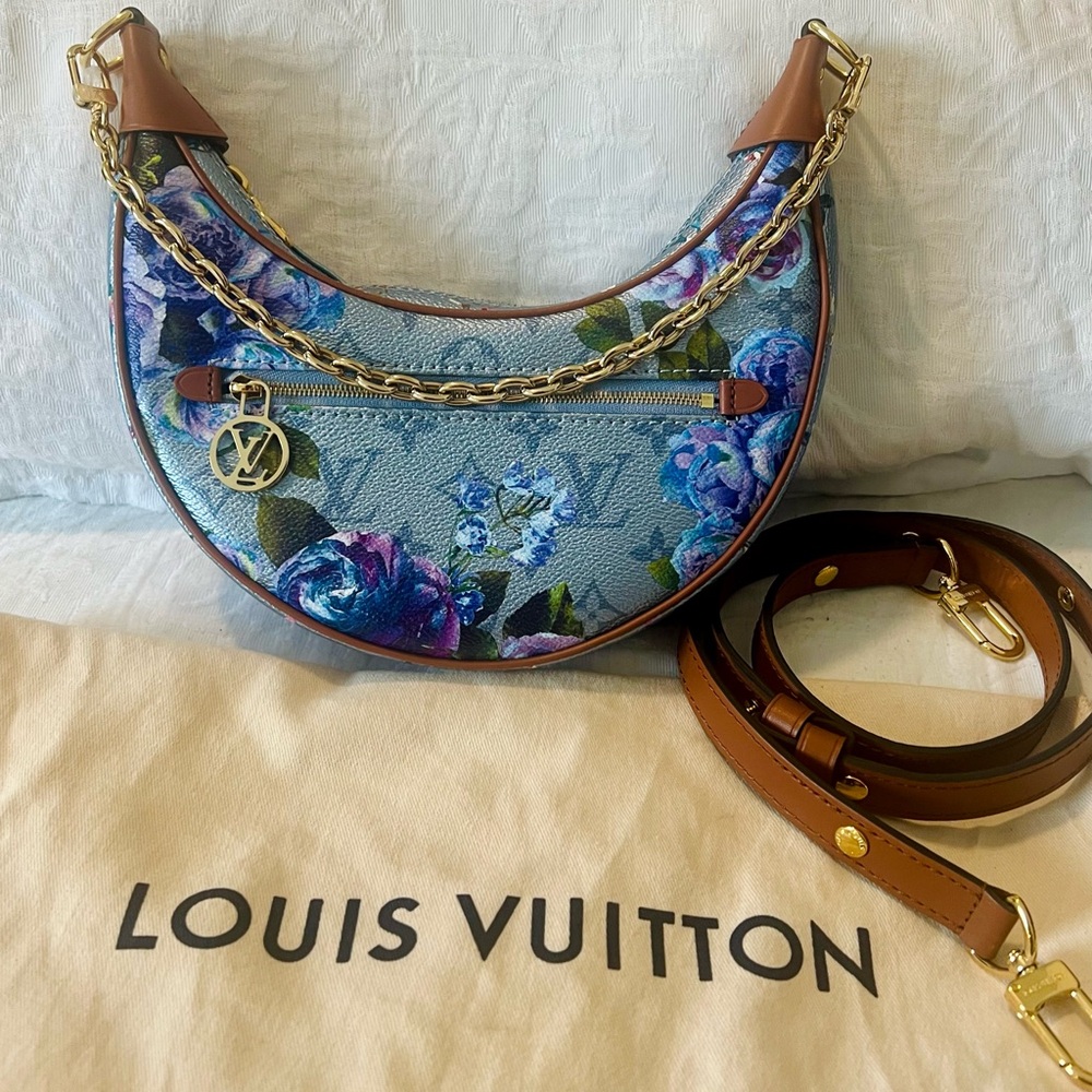 New! Louis Vuitton limited edition Blue Floral loop Women's Bag